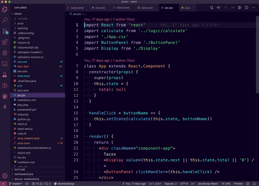 Screenshot of Nu Disco Visual Studio Code theme